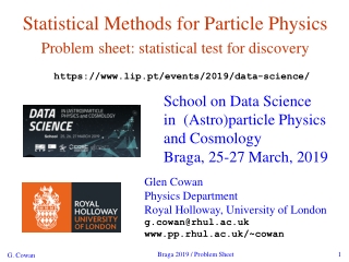 Statistical Methods for Particle Physics Problem sheet: statistical test for discovery