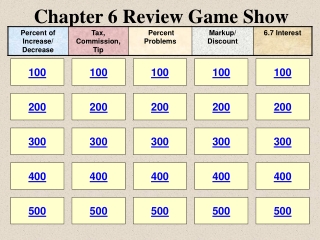 Chapter 6 Review Game Show