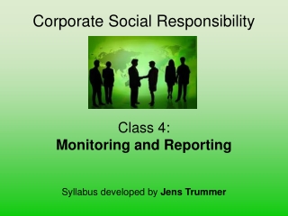 Corporate Social Responsibility Class 4: Monitoring and Reporting