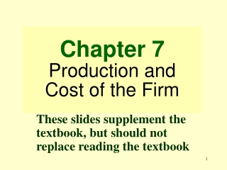 Chapter 7 Production and Cost of the Firm