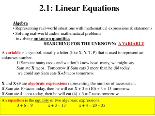 2.1: Linear Equations