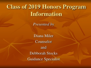 Class of 2019 Honors Program Information