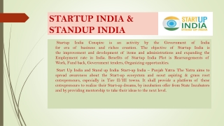 STARTUP INDIA &amp; STANDUP INDIA