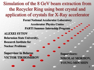 ALEXEI SYTOV Belarusian State University, Research Institute for Nuclear Problems