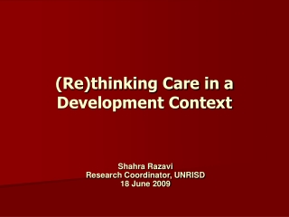 (Re)thinking Care in a Development Context