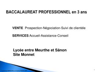 BACCALAUREAT PROFESSIONNEL en 3 ans