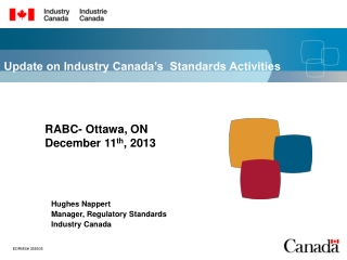 Update on Industry Canada’s Standards Activities