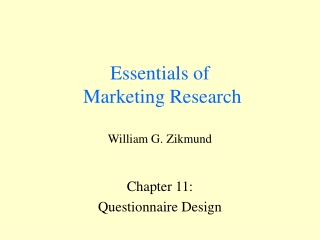 Essentials of Marketing Research William G. Zikmund