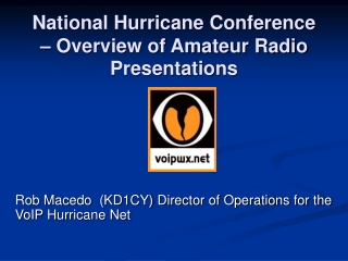 National Hurricane Conference – Overview of Amateur Radio Presentations