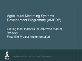 Agricultural Marketing Systems Development Programme (AMSDP)