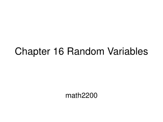 Chapter 16 Random Variables