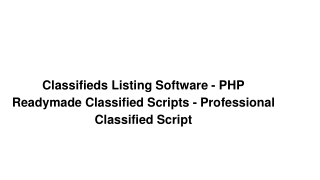 Classifieds website script - PHP Readymade Classified Scripts