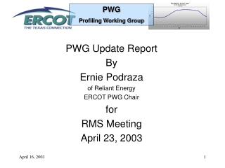 PWG Update Report By Ernie Podraza of Reliant Energy ERCOT PWG Chair for RMS Meeting