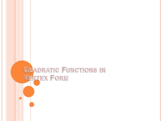 Quadratic Functions in Vertex Form