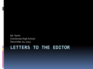 Letters to the editor