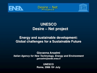 UNESCO Desire – Net project Energy and sustainable development:
