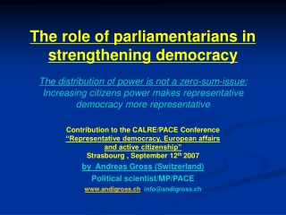 Contribution to the CALRE/PACE Conference “Representative democracy, European affairs