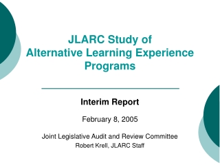 JLARC Study of Alternative Learning Experience Programs