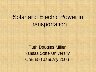 Solar and Electric Power in Transportation