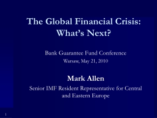 The Global Financial Crisis: What’s Next?