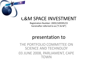 THE PORTFOLIO COMMITTEE ON SCIENCE AND TECHNOLOY 03 JUNE 2008, PARLIAMENT, CAPE TOWN