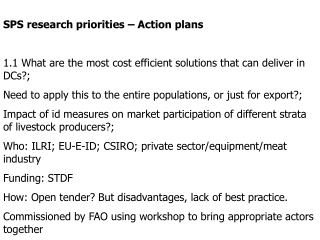 SPS research priorities – Action plans