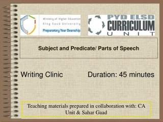 Subject and Predicate/ Parts of Speech