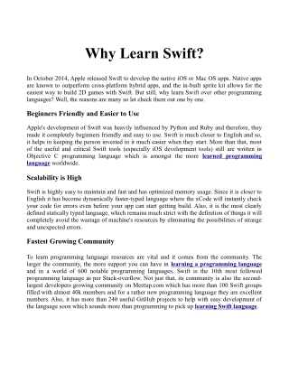 Why Learn Swift?