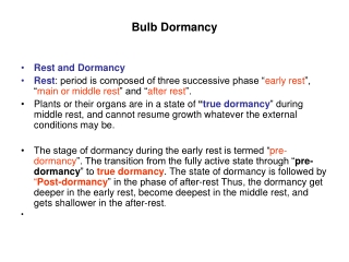 Bulb Dormancy