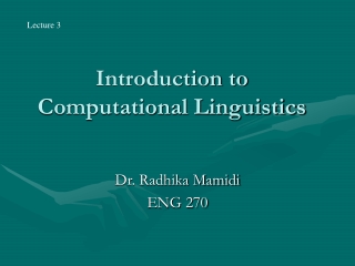 Introduction to Computational Linguistics