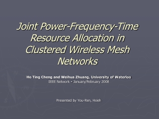 Joint Power-Frequency-Time Resource Allocation in Clustered Wireless Mesh Networks
