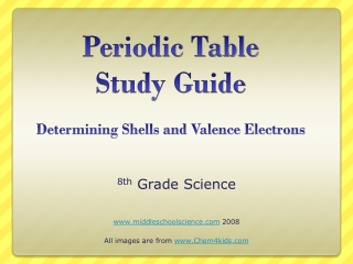 Periodic Table Study Guide Determining Shells and Valence Electrons