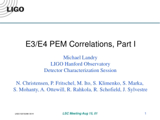 E3/E4 PEM Correlations, Part I