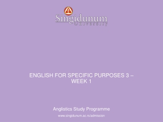 ENGLISH FOR SPECIFIC PURPOSES 3 – WEEK 1