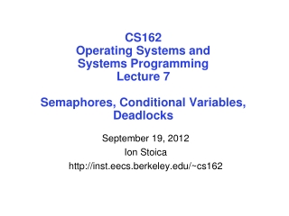 September 19, 2012 Ion Stoica inst.eecs.berkeley/~cs162