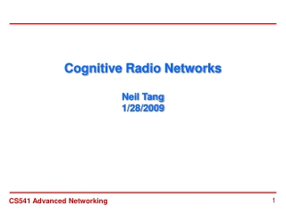 Cognitive Radio Networks Neil Tang 1/28/2009