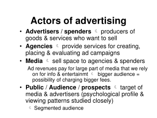 Actors of advertising