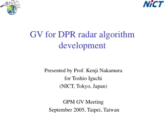 GV for DPR radar algorithm development