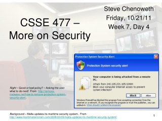 CSSE 477 – More on Security