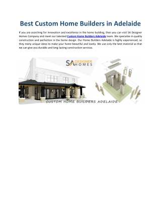 SA Designer Homes - Best Custom Home Builders Adelaide