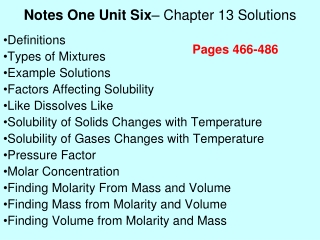 Notes One Unit Six – Chapter 13 Solutions