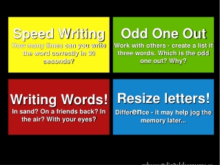 Speed Writing How many times can you write the word correctly in 30 seconds?