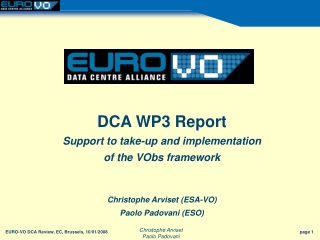 DCA WP3 Report Support to take-up and implementation of the VObs framework