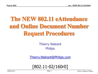 The NEW 802.11 eAttendance and Online Document Number Request Procedures