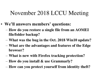 November 2018 LCCU Meeting