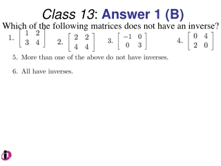 Class 13 : Answer 1 (B)