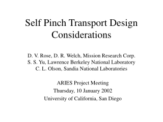 ARIES Project Meeting Thursday, 10 January 2002 University of California, San Diego
