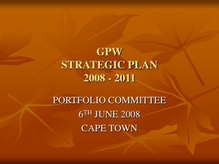 GPW STRATEGIC PLAN 2008 - 2011