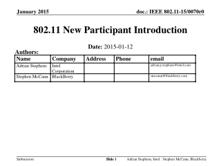 802.11 New Participant Introduction