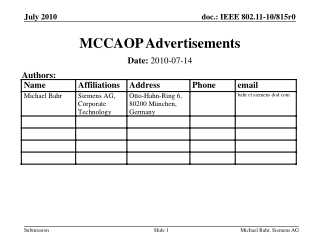 MCCAOP Advertisements